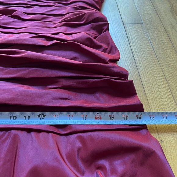 Vintage Tadashi Size M Burgundy Ruched Strapless Evening Long Mermaid Gown Dress - Picture 15 of 16